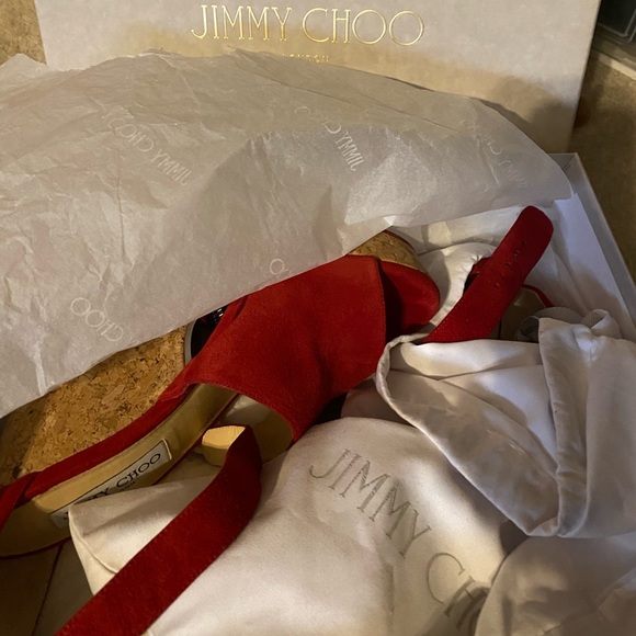 Jimmy Choo Red Suede wedges - Picture 2 of 5